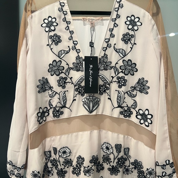 For Love and Lemons UNICORN piece BNWT cream & black mesh embroidered maxi dress - Picture 9 of 11